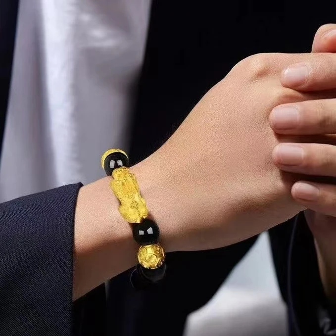 铜合金手链 霸气貅休手链男士手工男款时尚黑色素款