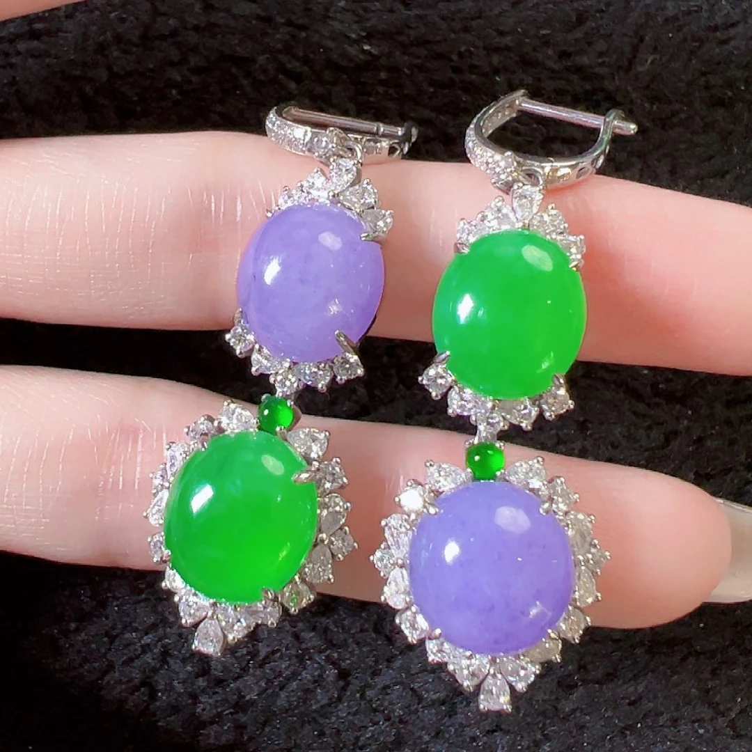 翡翠18K金镶嵌耳饰签收后24小时鉴赏期，过时不退