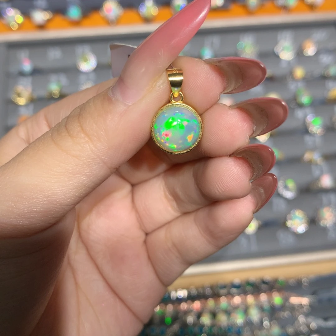 银S925镶嵌欧泊欧泊吊坠l