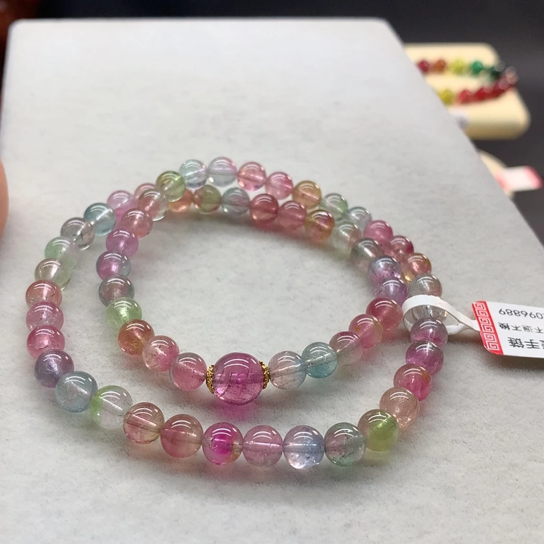 【闪购商品】未镶嵌手链碧玺西瓜多圈6.3