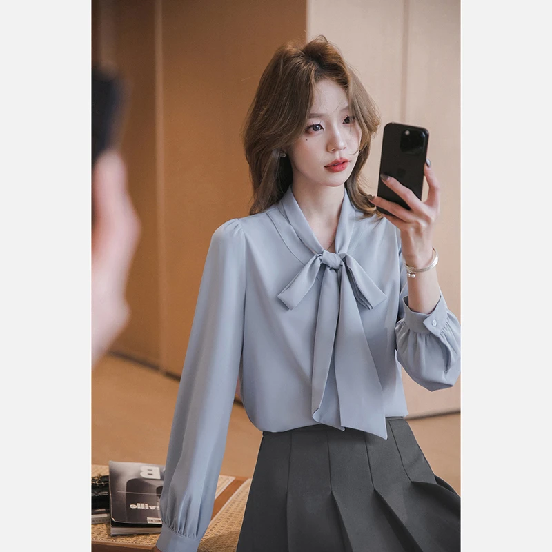 小谷粒金秘书衬衫 蝴蝶结飘带衬衣女通勤春季款气质职业长袖上衣