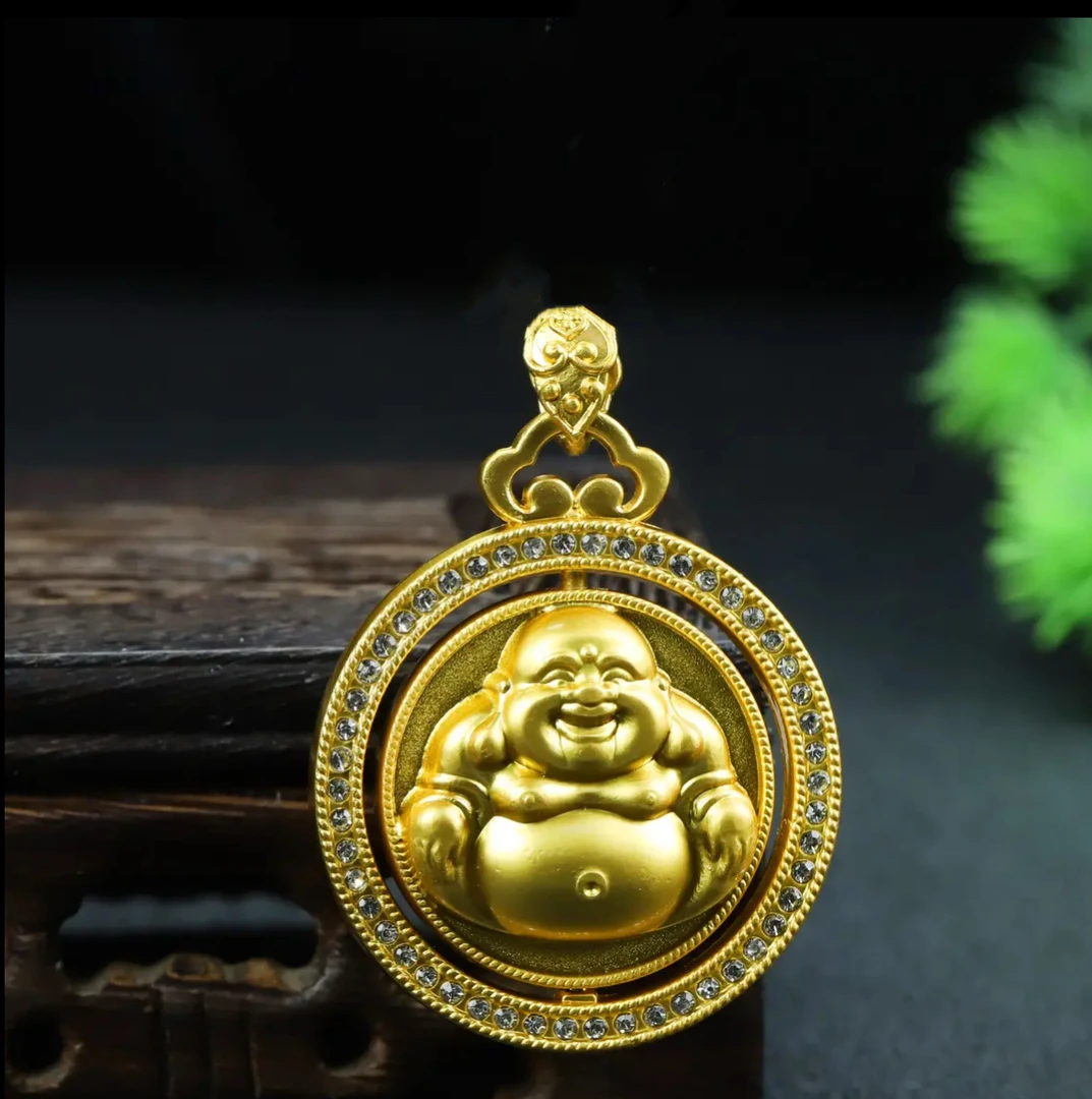 转运笑脸佛 冰种冰阳绿挂坠 B