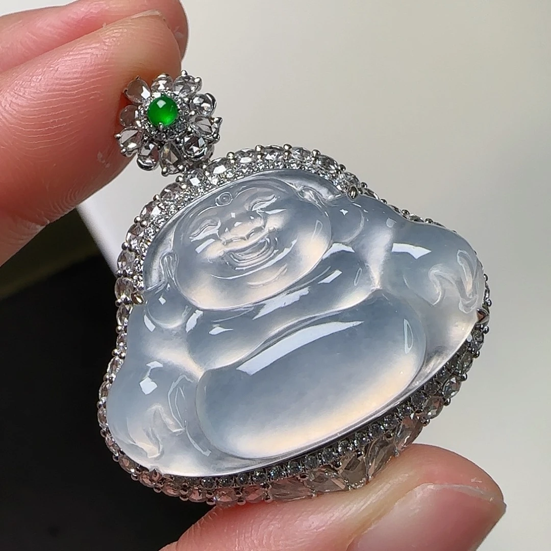 翡翠18K金镶嵌颈饰天然翡翠