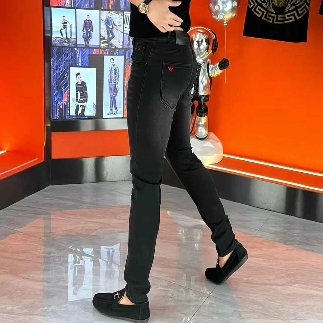 秋季新款轻奢时尚英伦男士修身百搭高弹潮流牛仔裤-815