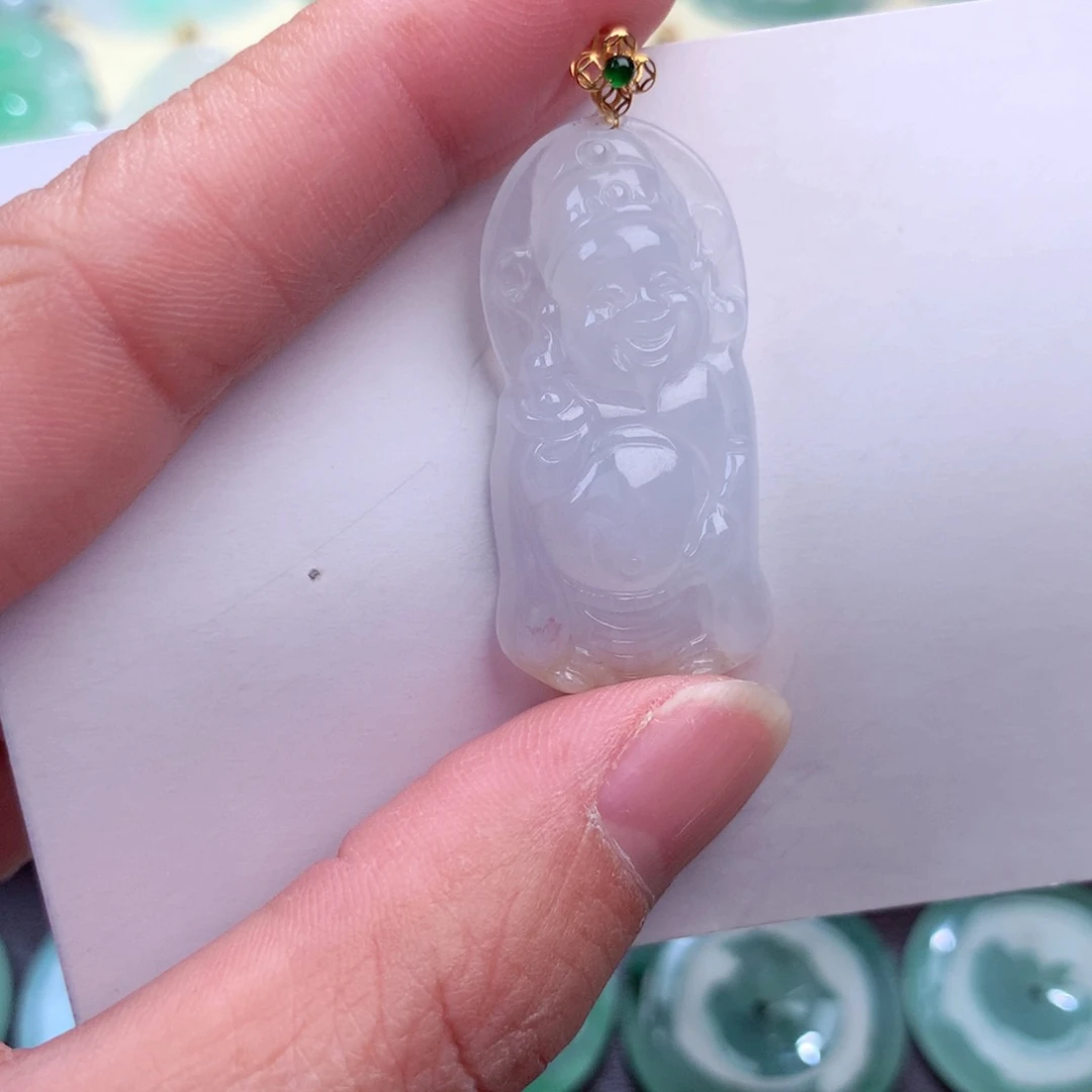 翡翠吊坠(不含链)18K金镶嵌