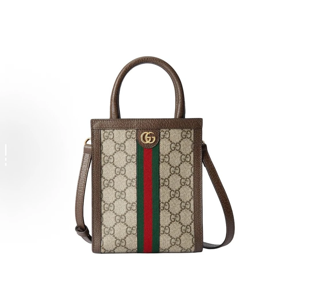 未使用 GUCCI/古驰 ophidia托特包  男女同款 乌木色 老花 肩包