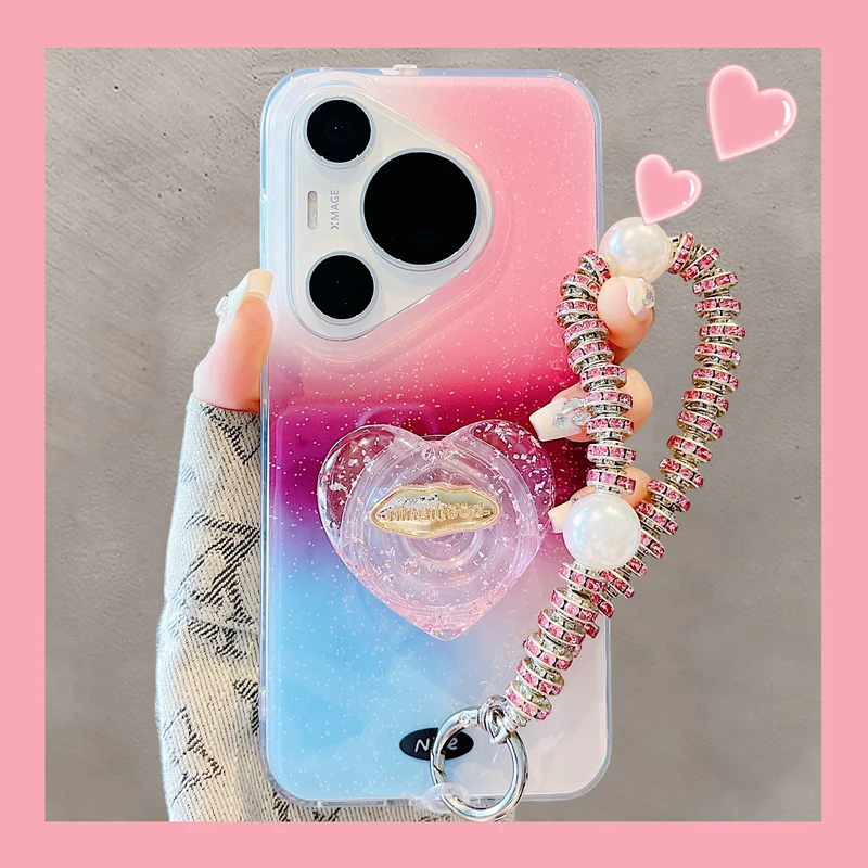 适用华为pura70pro+手机壳pura80pro双层闪粉星星渐变晕染mate70