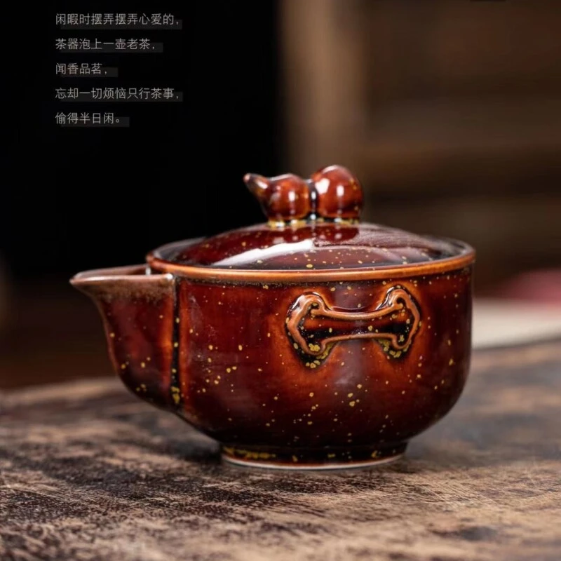 （越记窑）谷尨窑汝官仿古手抓壶茶壶陶瓷家用