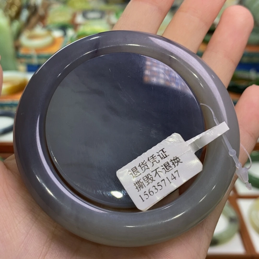 未镶嵌手镯和田玉青海意境烟紫套镯55/56