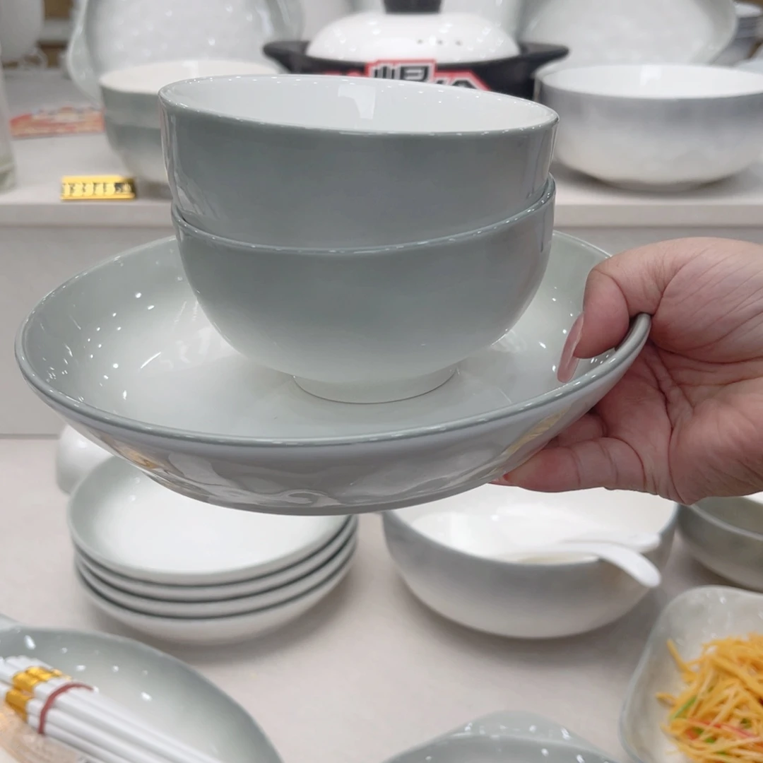 英***M45%以上骨粉骨瓷烟雨江南米饭碗2圆深盘2