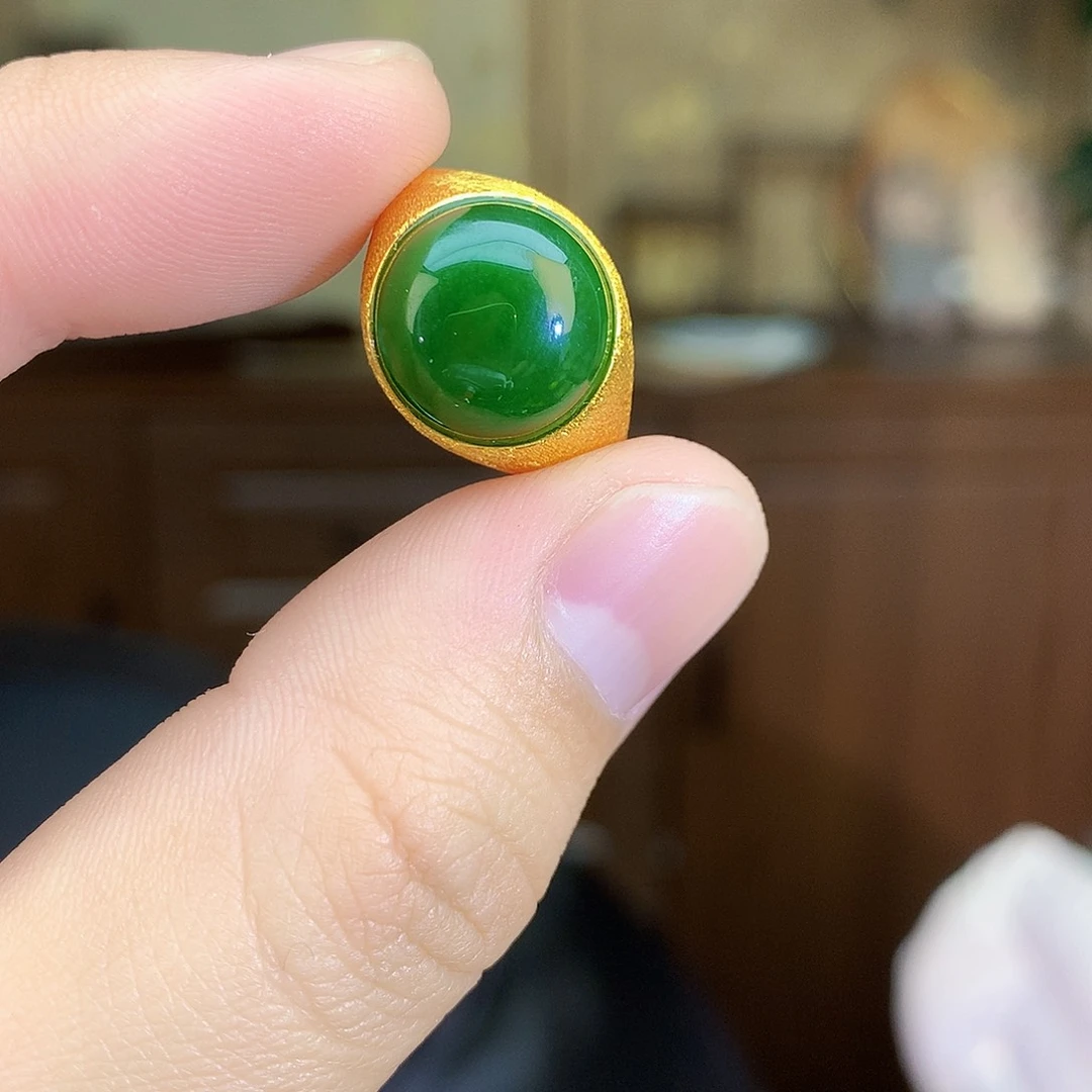 吊坠(不含链)银S925镶嵌和田玉（碧玉）带色根