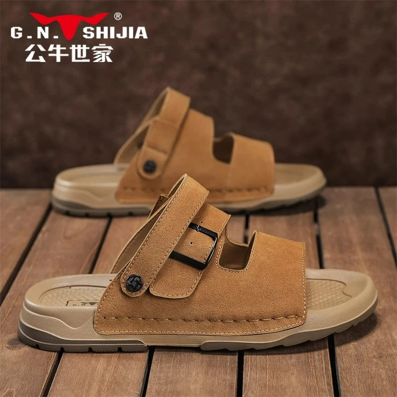 公牛世家男士防滑防臭拖鞋夏季2025新款踩屎感外穿两用开车凉鞋