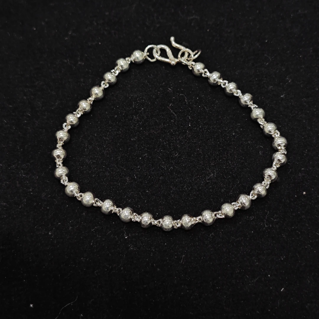 足银手链 足银990珠珠素圈手串A230 yy