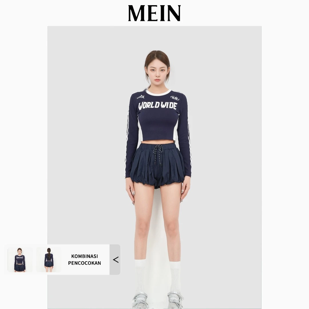 [MEIN] 运动少女系列 女式休闲高腰抽绳花苞型迷你泡泡裙 92046