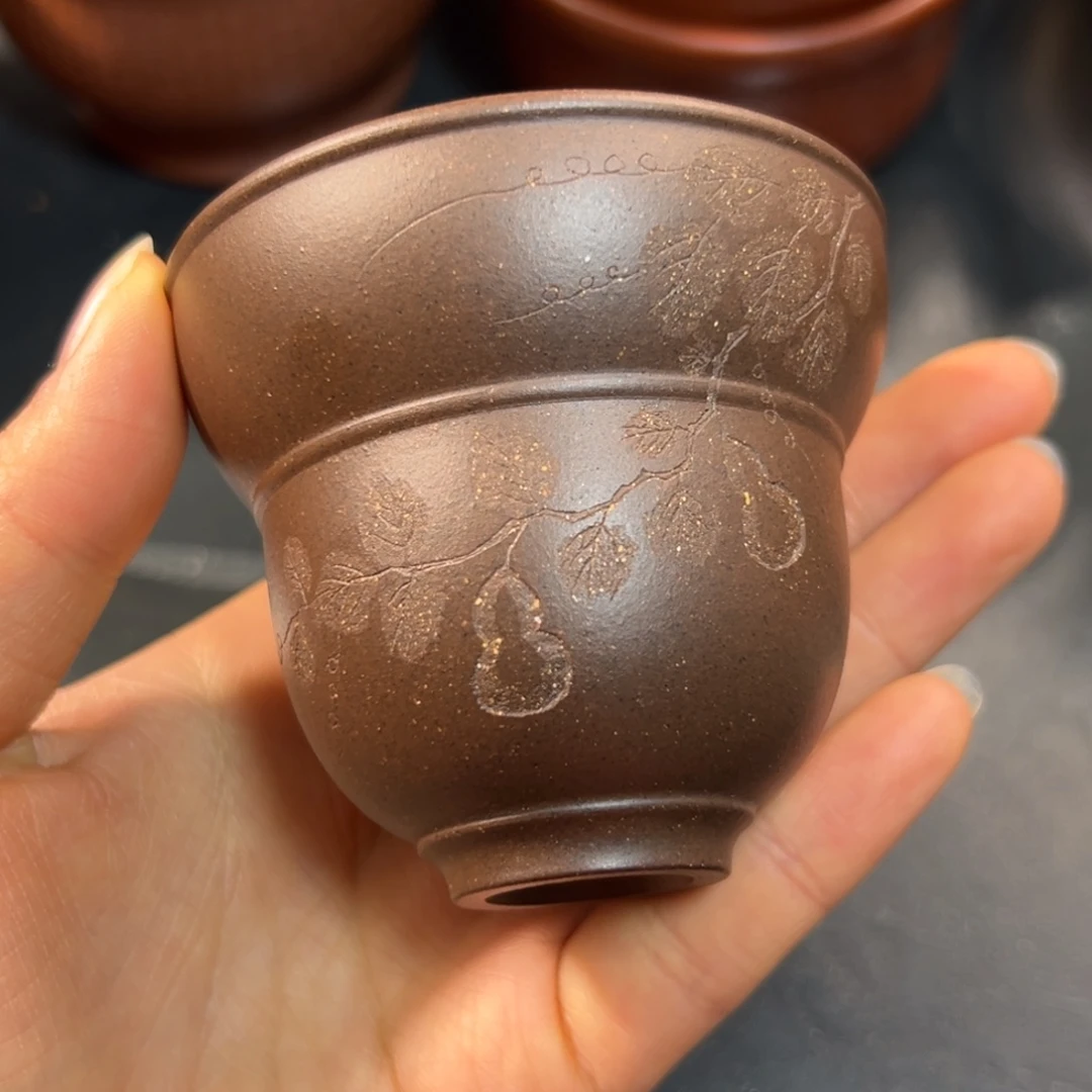 茶杯紫砂紫泥福禄