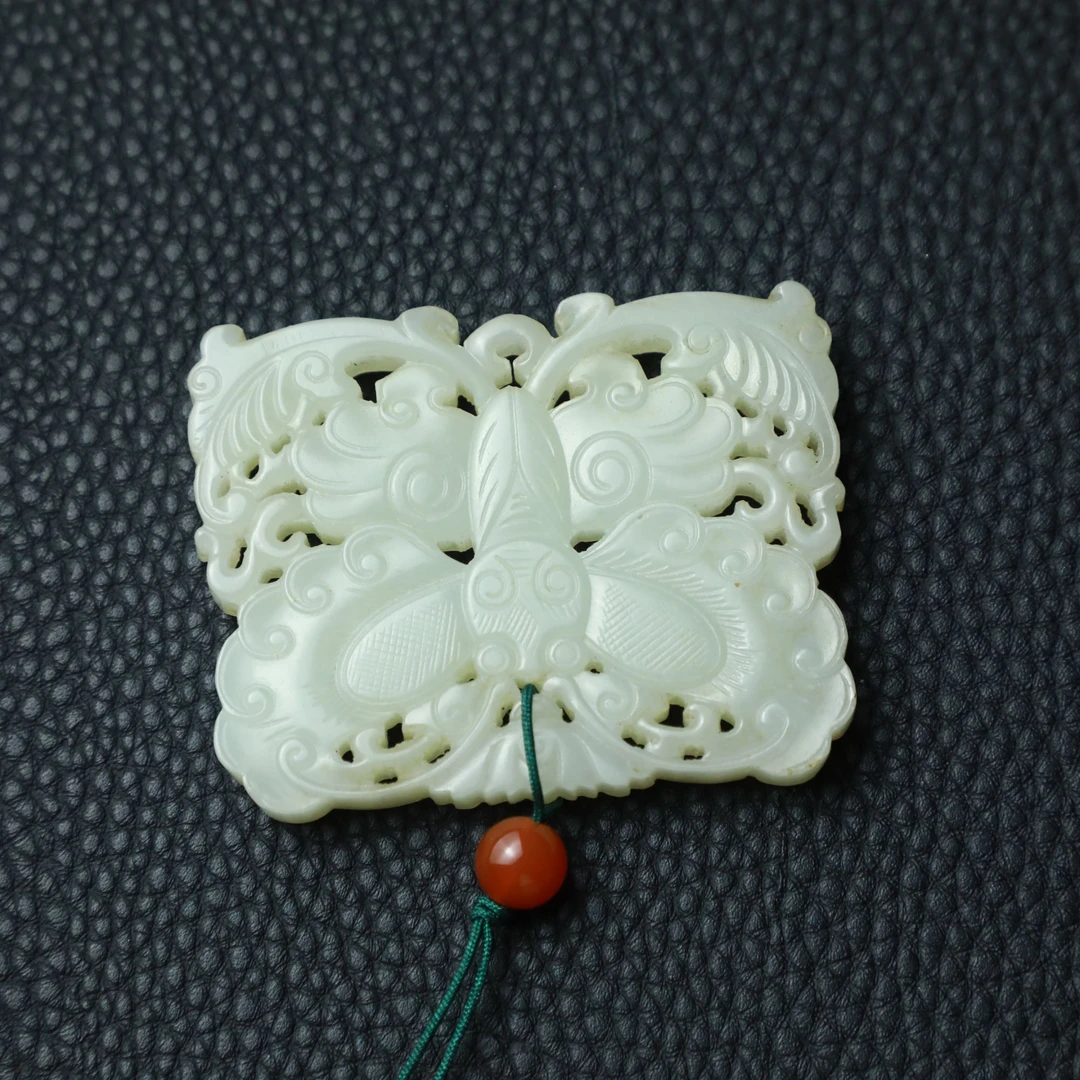 TCWWA06739清晚和田白玉蝴蝶佩