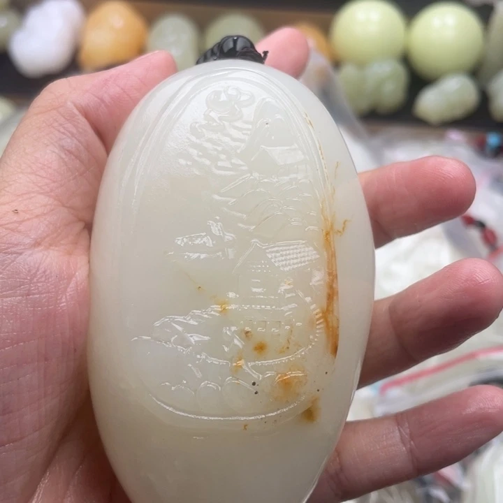 用***3石材天然古青石手把件