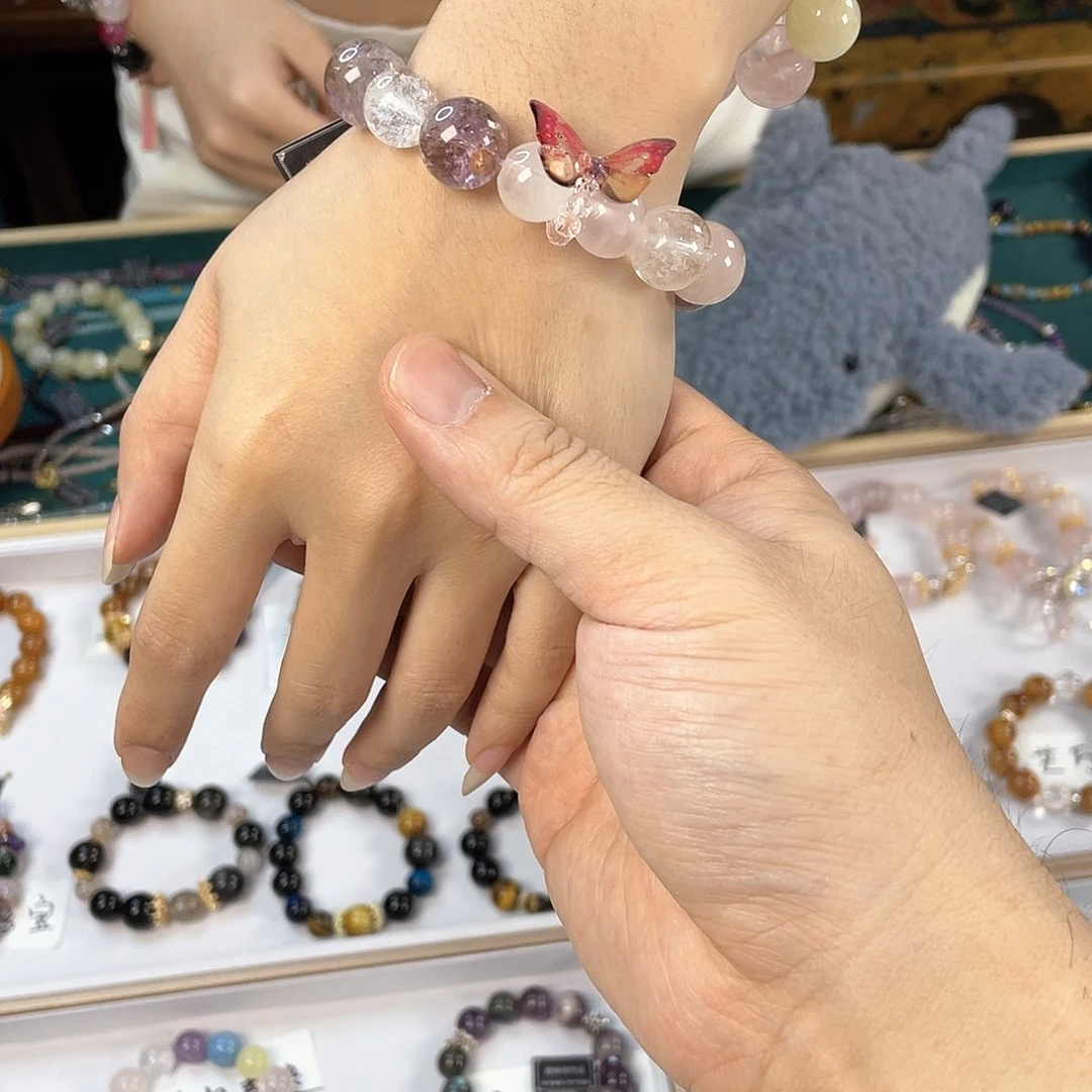 水晶手链银S925镀金镶嵌