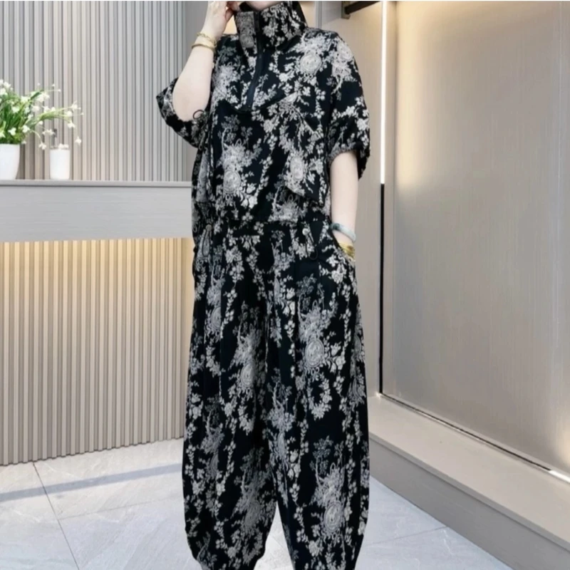 【大婷子严选】206#2025夏季新款时尚休闲宽松百搭印花两件套短袖