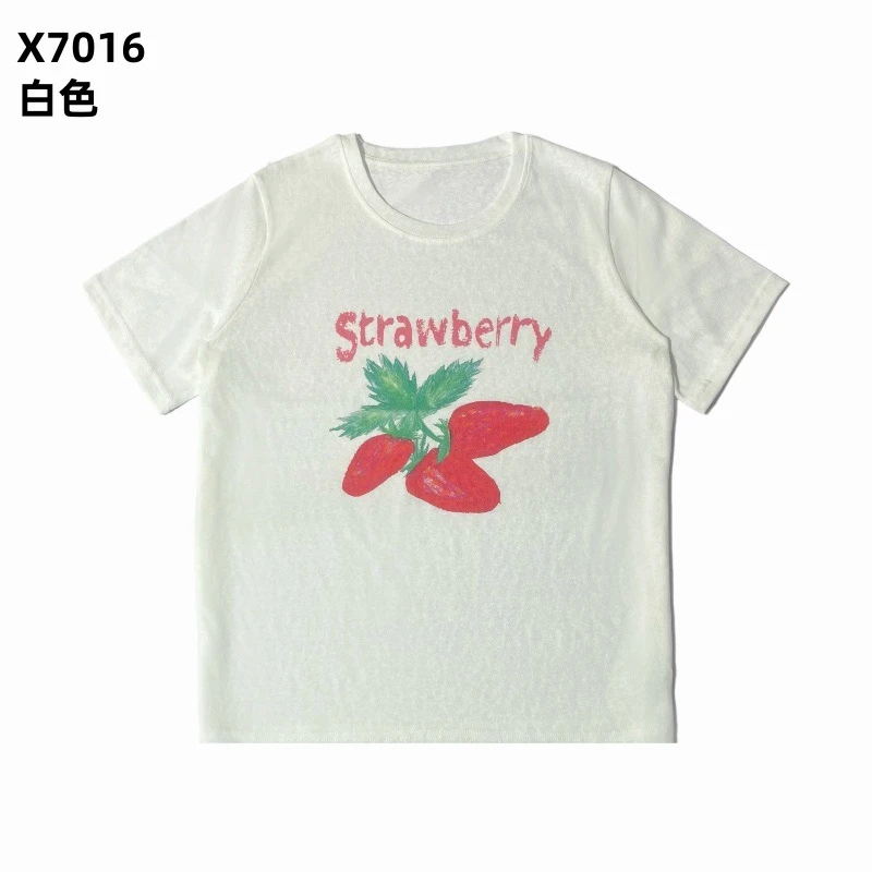 2025夏季新款  “夏日草莓”宽松印花T恤