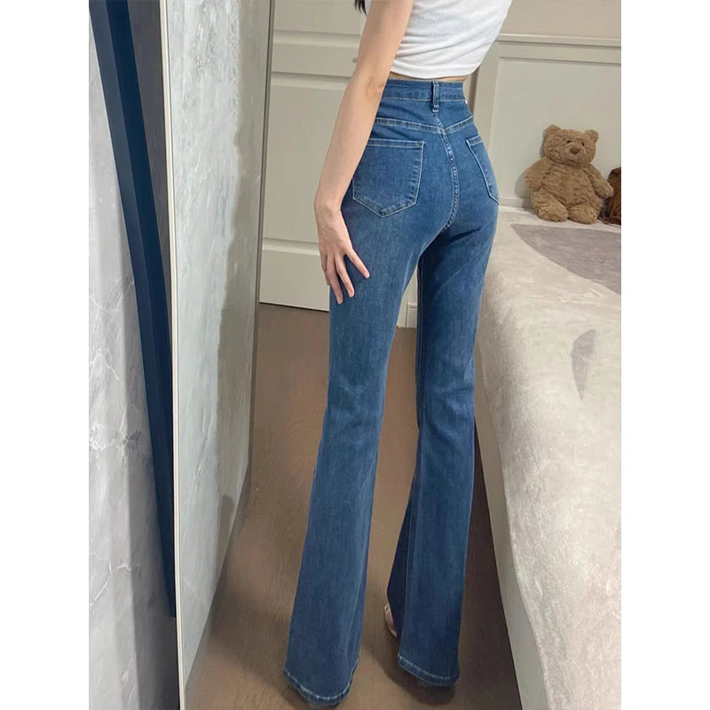 软料复古蓝微喇牛仔裤女高腰2025春季新款马蹄裤小个子显瘦喇叭裤