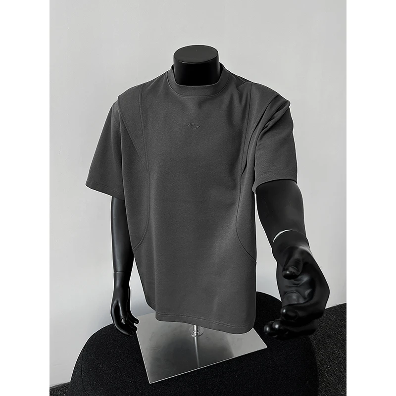 MTVO迈特优夏季纯色圆领短袖t恤男士2025宽松百休闲半袖美式上衣.