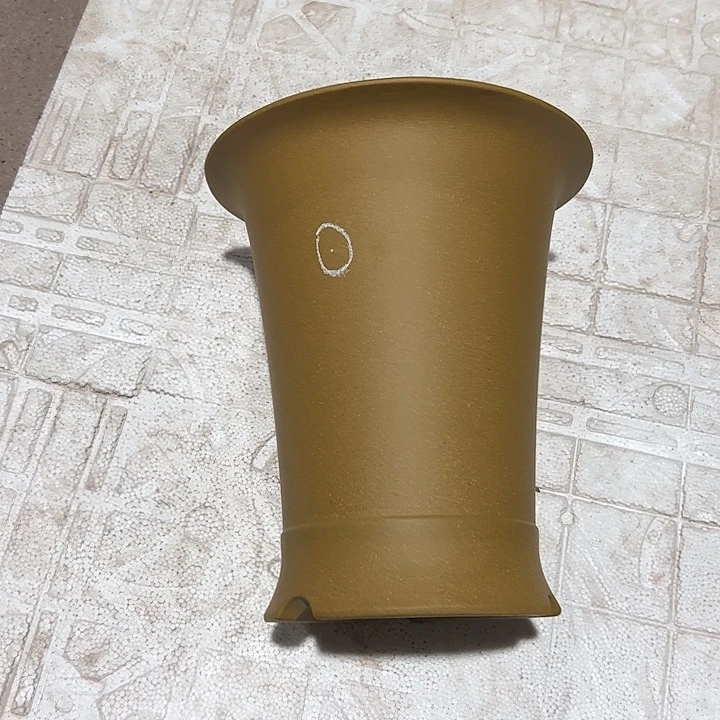 紫砂花盆微瑕大束腰黄色