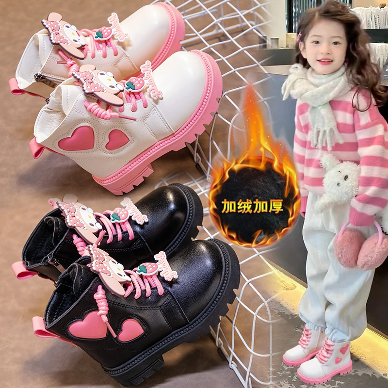 女童马丁皮靴2025冬季新款儿童短靴加绒加厚公主靴舒适外穿DD999
