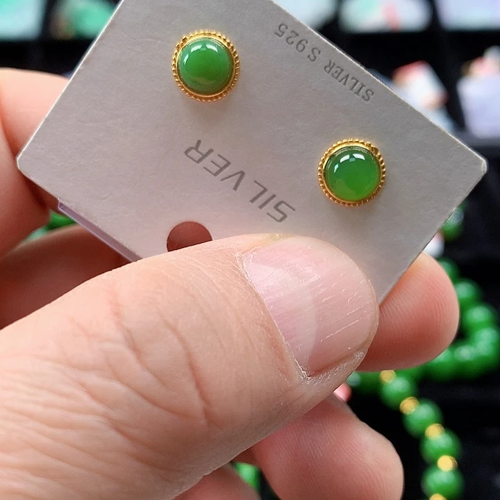 颈饰银S925镀金镶嵌和田玉