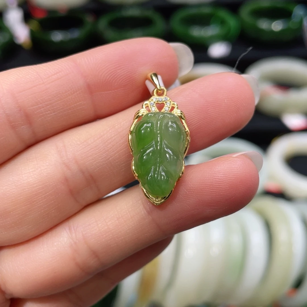 吊坠(不含链)银S925镶嵌和田玉