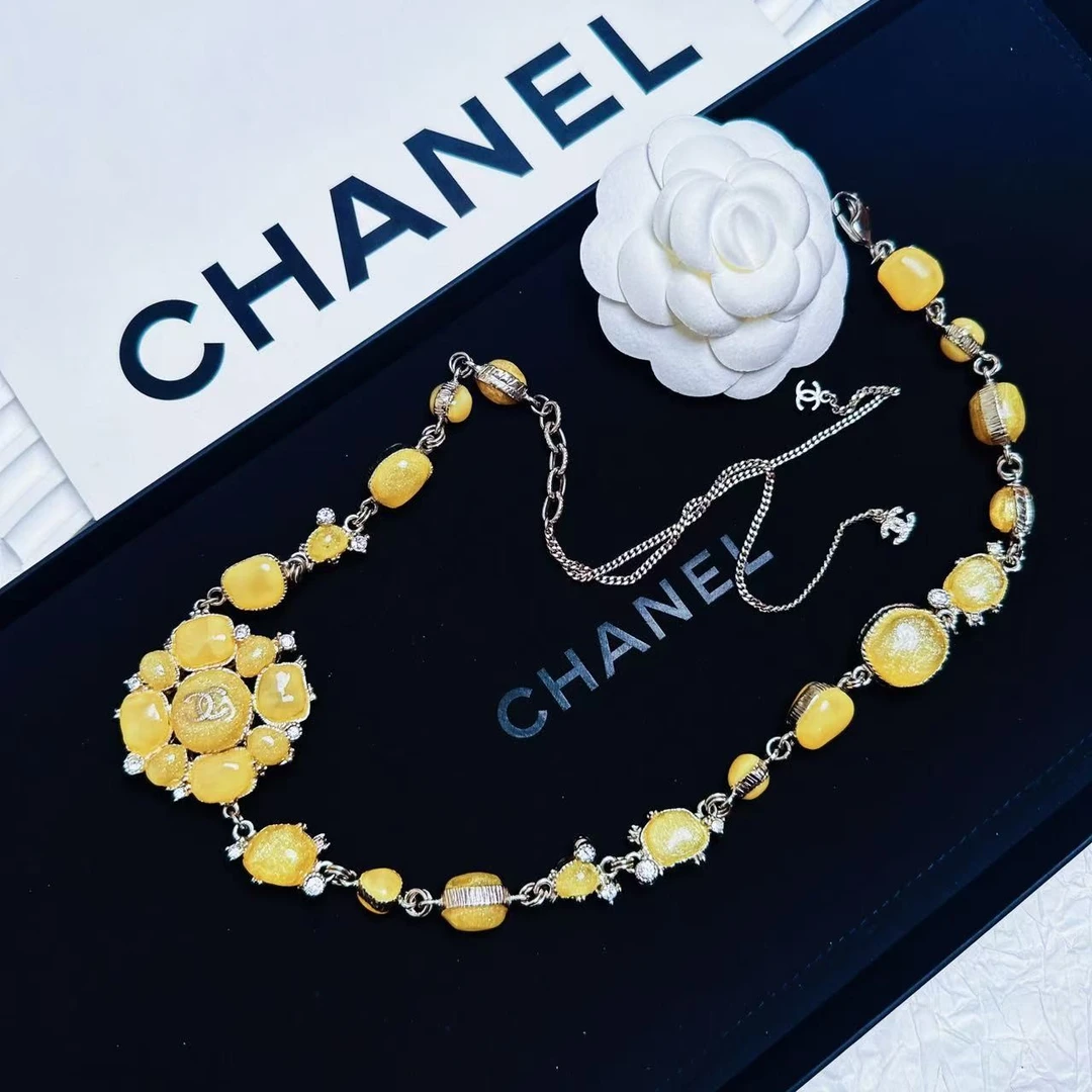 95新 Chanel/香奈儿 柚礼中古/香奈儿上海系列黄琉璃项链CC501009