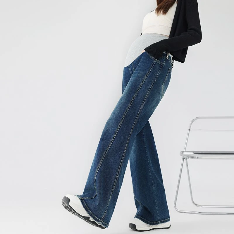 孕妇裤春秋款直筒大阔腿裤2025年新款复古高腰托腹宽松显瘦香蕉裤