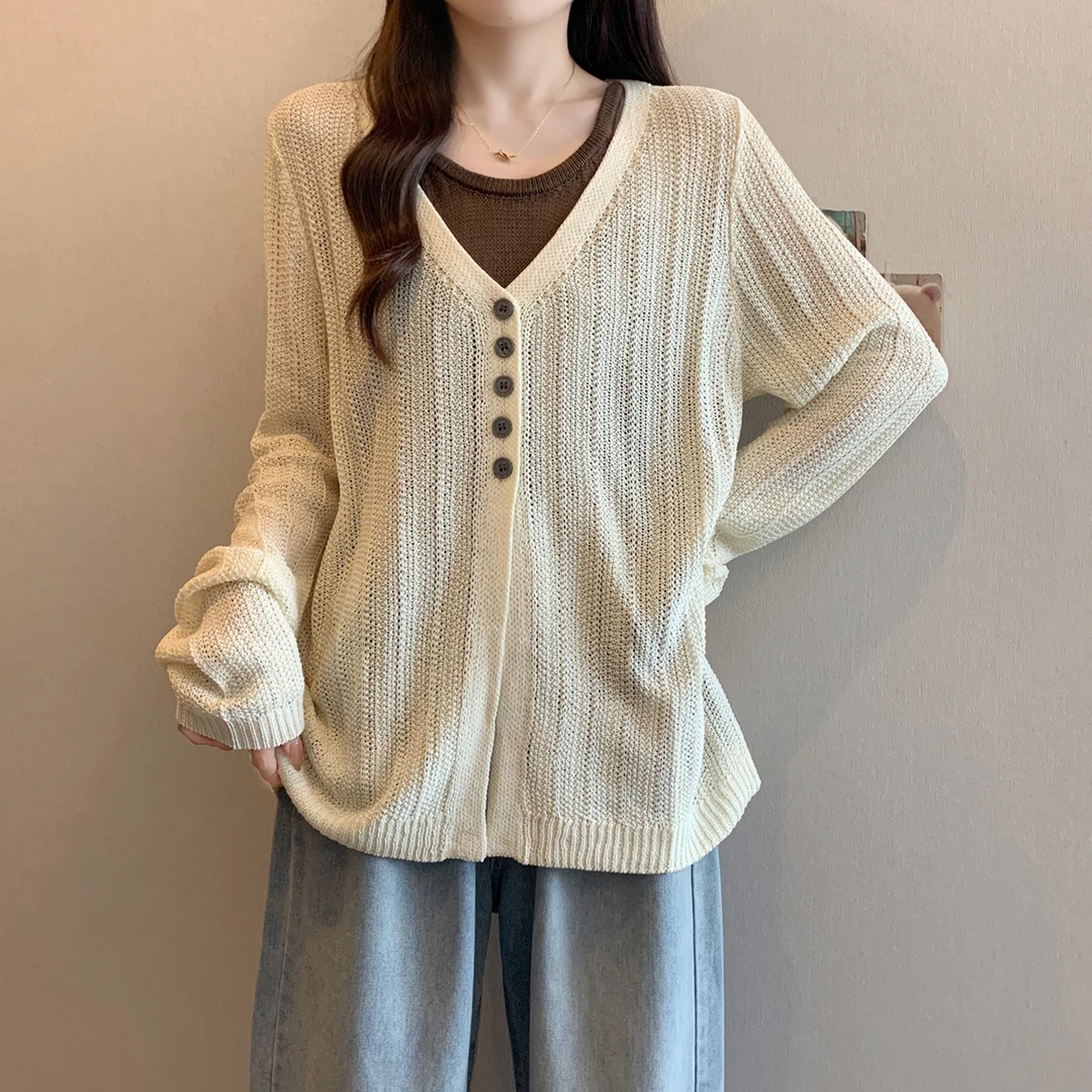 大码秋季2025秋季宽松假两件针织衫女胖mm时尚设计感上衣68635