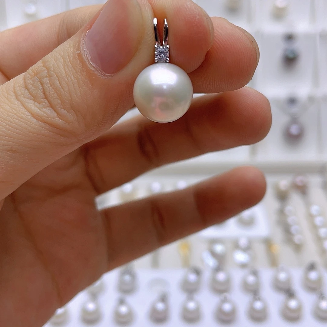 淡水珍珠银S925镶嵌吊坠(不含链)