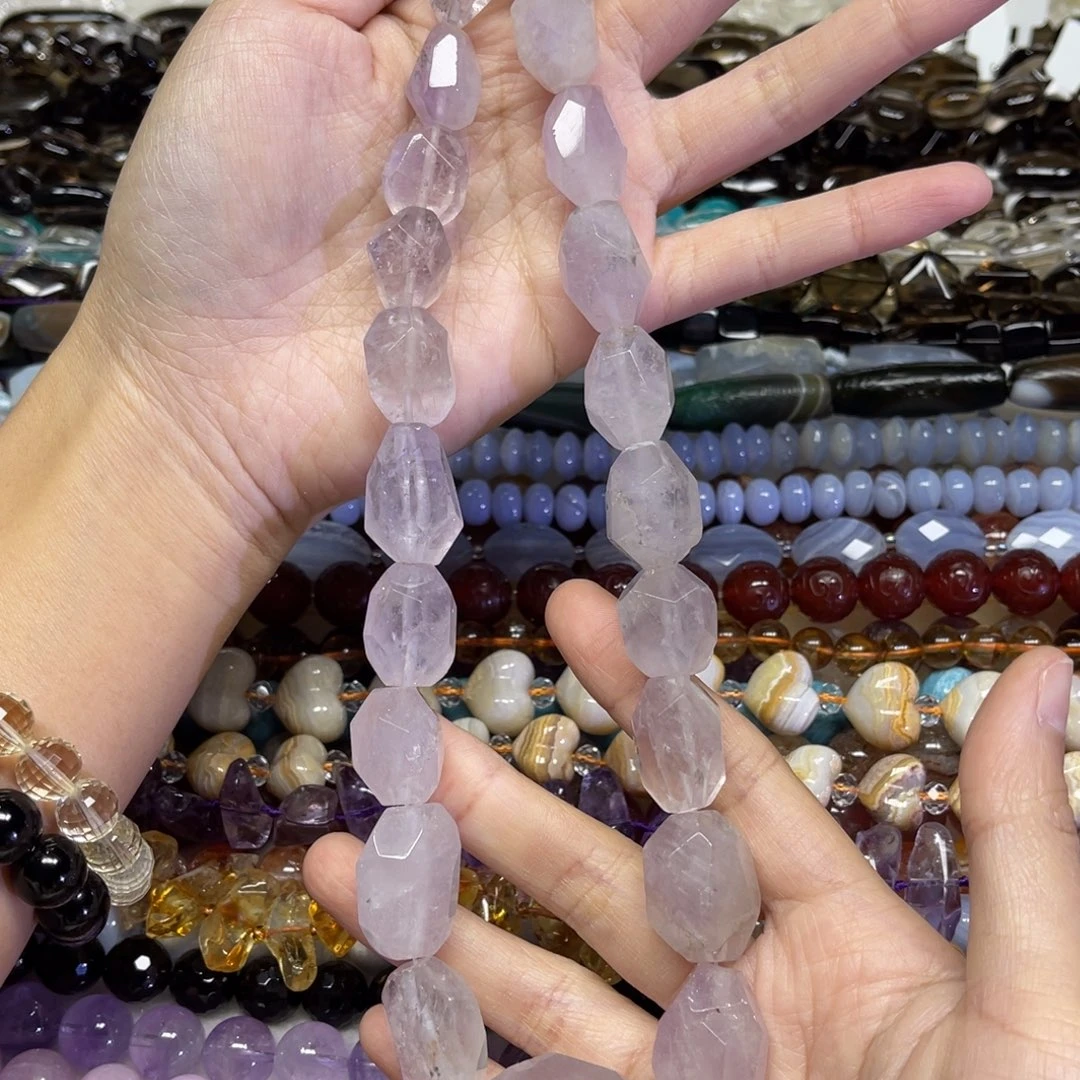 水晶未镶嵌颈饰天然薰衣草塔链长条38厘米