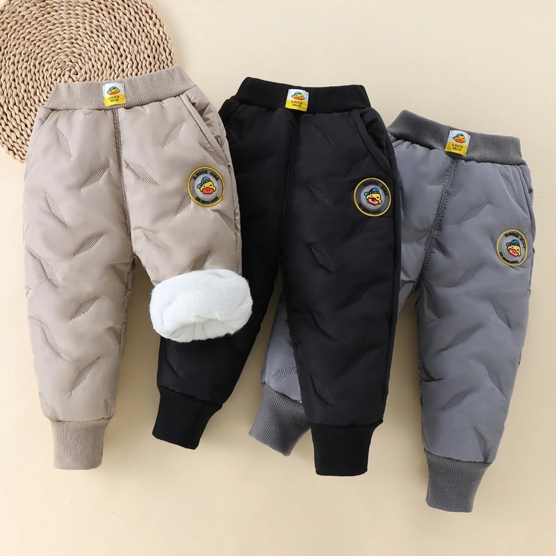 小黄鸭儿童棉裤男童加绒加厚女童冬季外穿宝宝夹棉保暖休闲长裤潮