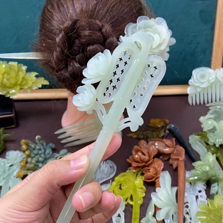 蛇纹石玉发饰未镶嵌