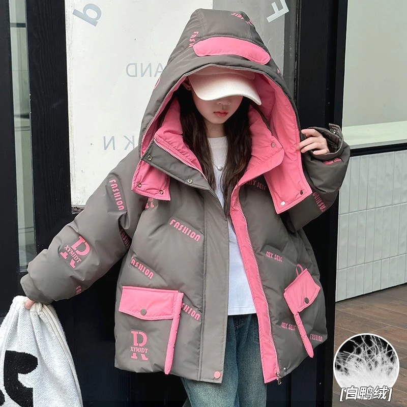 巴拉开门女童羽绒服冬季新款洋气大儿童装加厚保暖白鸭绒韩版女童