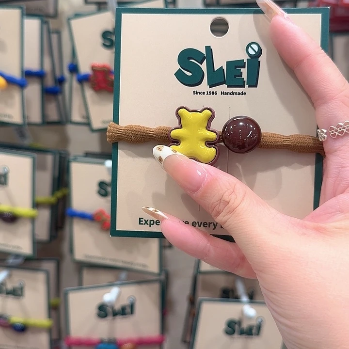 咖色绳黄色熊棕色豆细皮筋