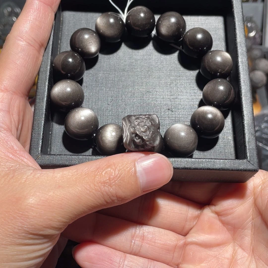 黑曜岩手串未镶嵌卿