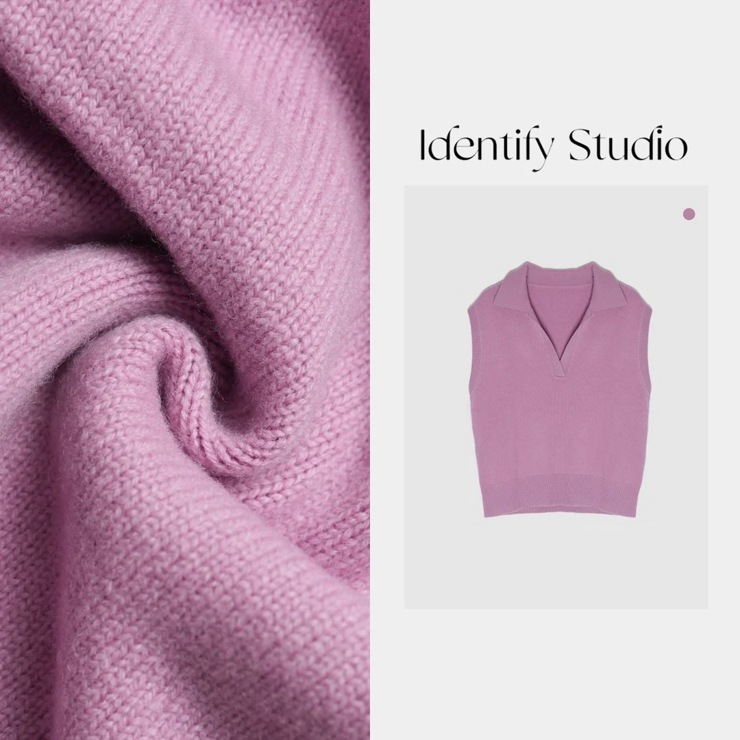 IDENTIFY“微醺”春季新款羊毛V领针织马甲背心上衣25SS