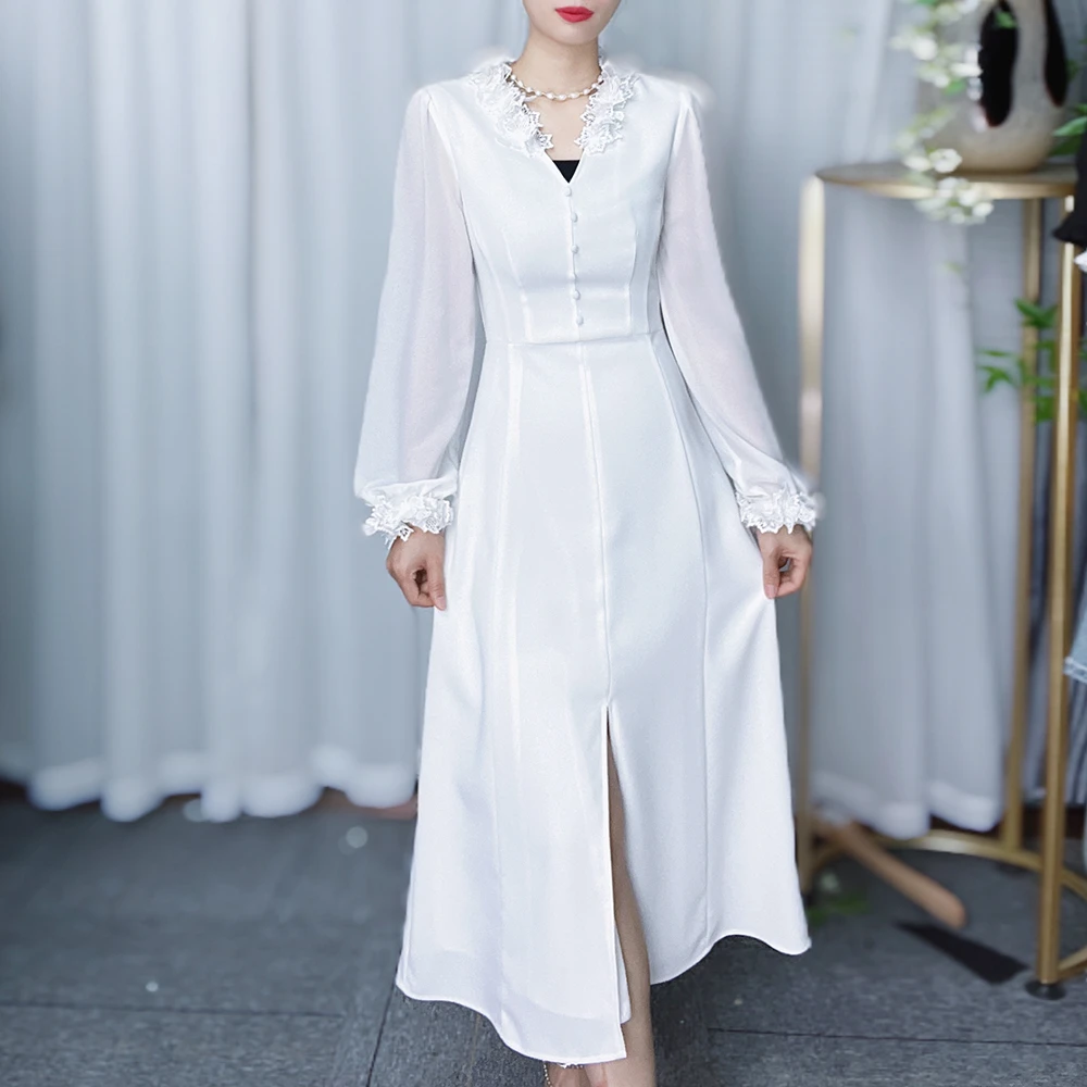 【凡黛卡】新气质高级感优雅连衣裙女沙滩裙春夏立体花长裙子LL040