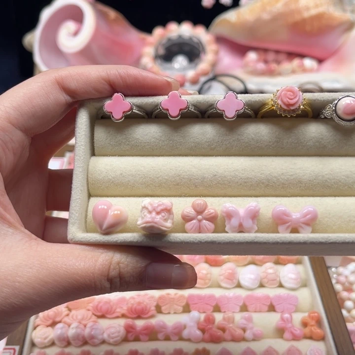 微***)贝壳手串/手链粉贝精品小雕活动扣