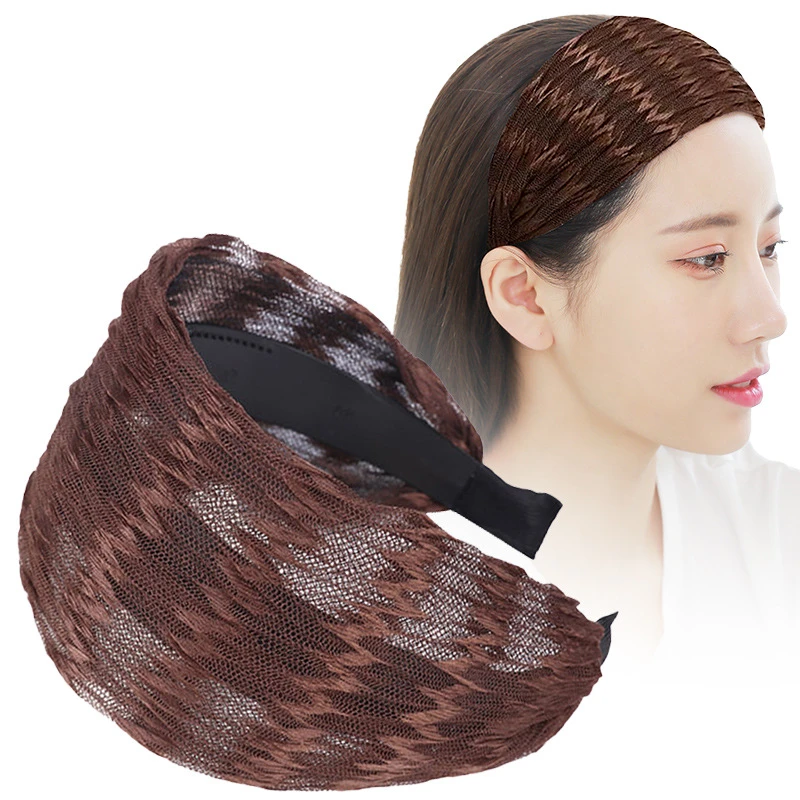 直销宽边透气网纱发箍波纹遮白发头箍女2025新款洗脸压发卡子