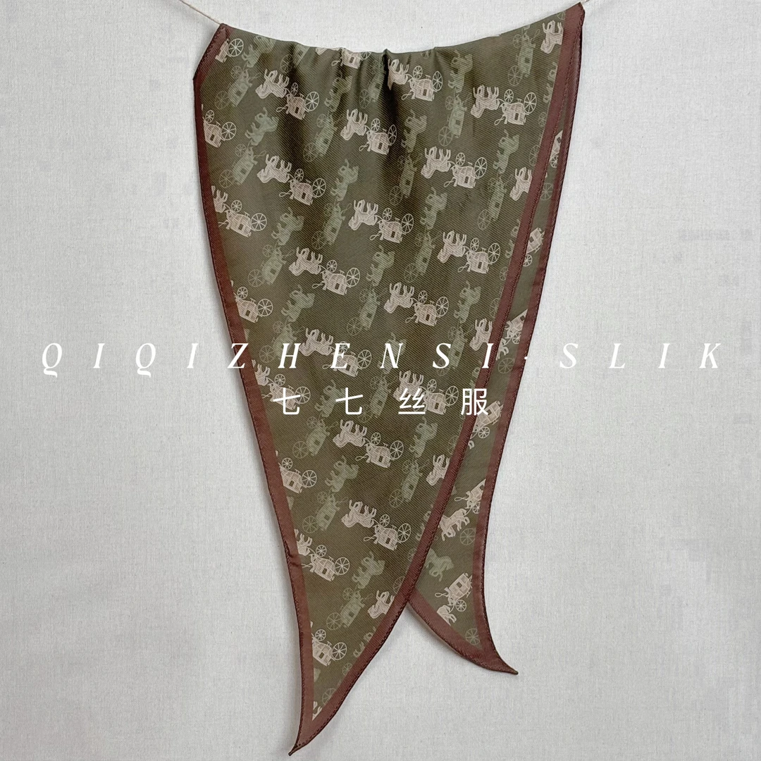 绿色马车丝羊毛菱形巾春夏薄款披肩披肩外搭洋气高档2025年新款