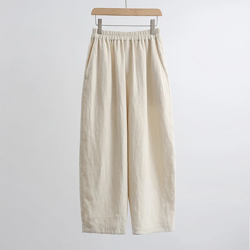 2025春夏新款汉麻女裤宽松显瘦休闲裤高端麻料九分裤时尚阔腿裤女