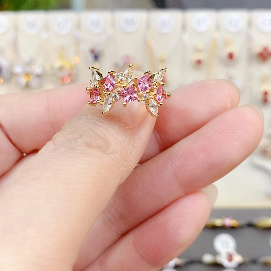 彩色蓝宝石戒指银S925镶嵌