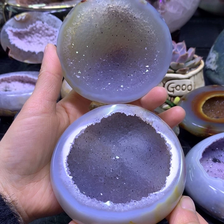 水晶 全抛彩晶盆未镶嵌