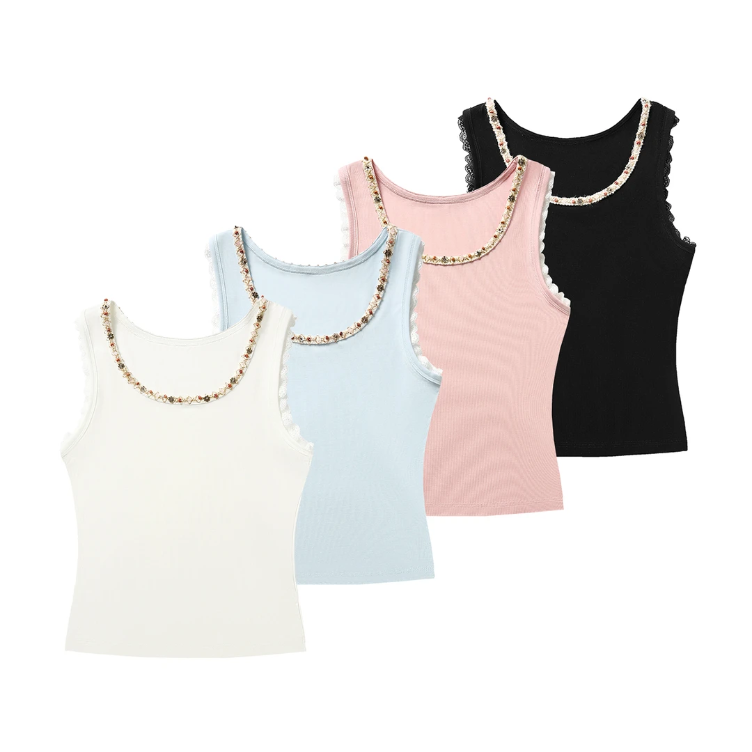 【VOG原创】衣长45 夏款无袖时尚钉珠背心显瘦女装C261