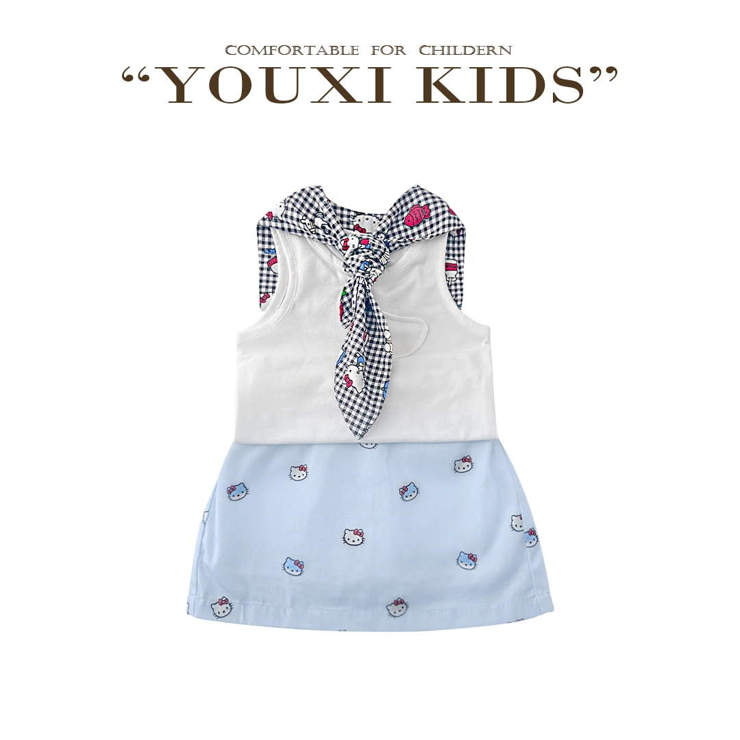 现飞飞家·包你可爱25夏季女童可爱三件套KT韩版无袖套装 FF2636